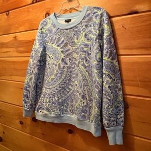 Talbots Blue and Green Crew Neck lined Sweater size Small